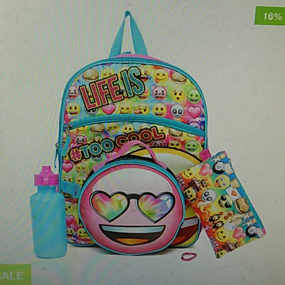 Emoji 5 piece backpack set
